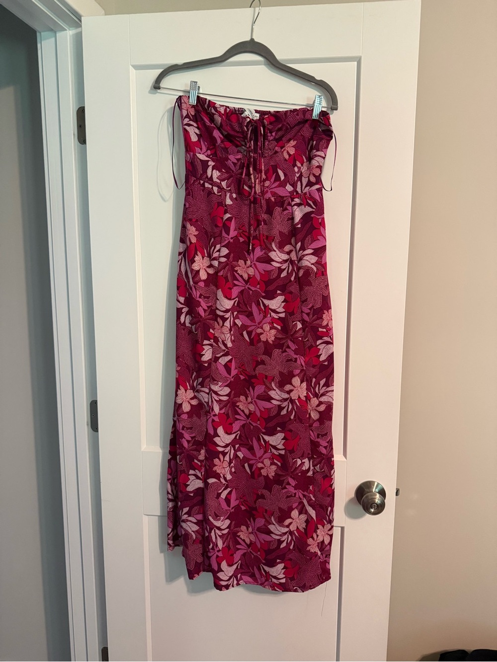 Sincerely Jules Strapless Floral Maxi Dress - Fuchsia Multi
